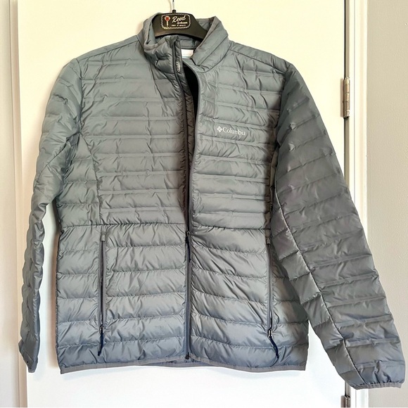Columbia - Men's (L) McKay Lake Grey Down Lightweight Thin Zip Jacket Winter - Picture 1 of 6